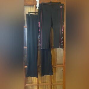 Fila Black Bootcut Pants and Black/Pink Crop Leggings